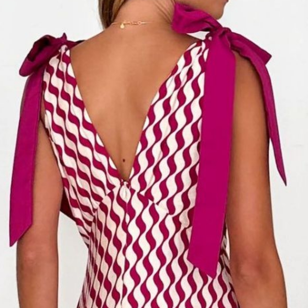 Printed V-Neck Tie Shoulder Cami Dress - Picture 5 of 15